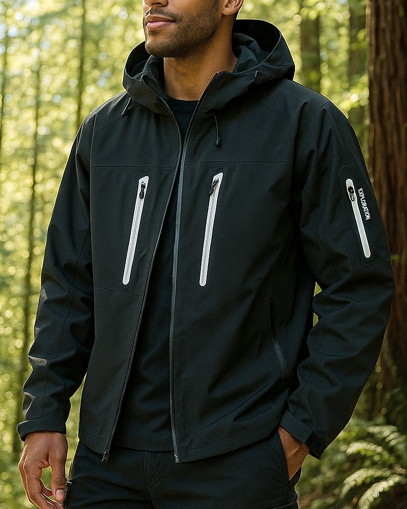 Men's Windbreaker Hiking Jacket Rain Coat Outdoor Waterproof Windproof Lightweight Hiking Outfits Hiking Clothes Spring Autumn / Fall Top Camping / Hiking / Caving Running Black White Dark Purple 2026 - $49.99 –P1