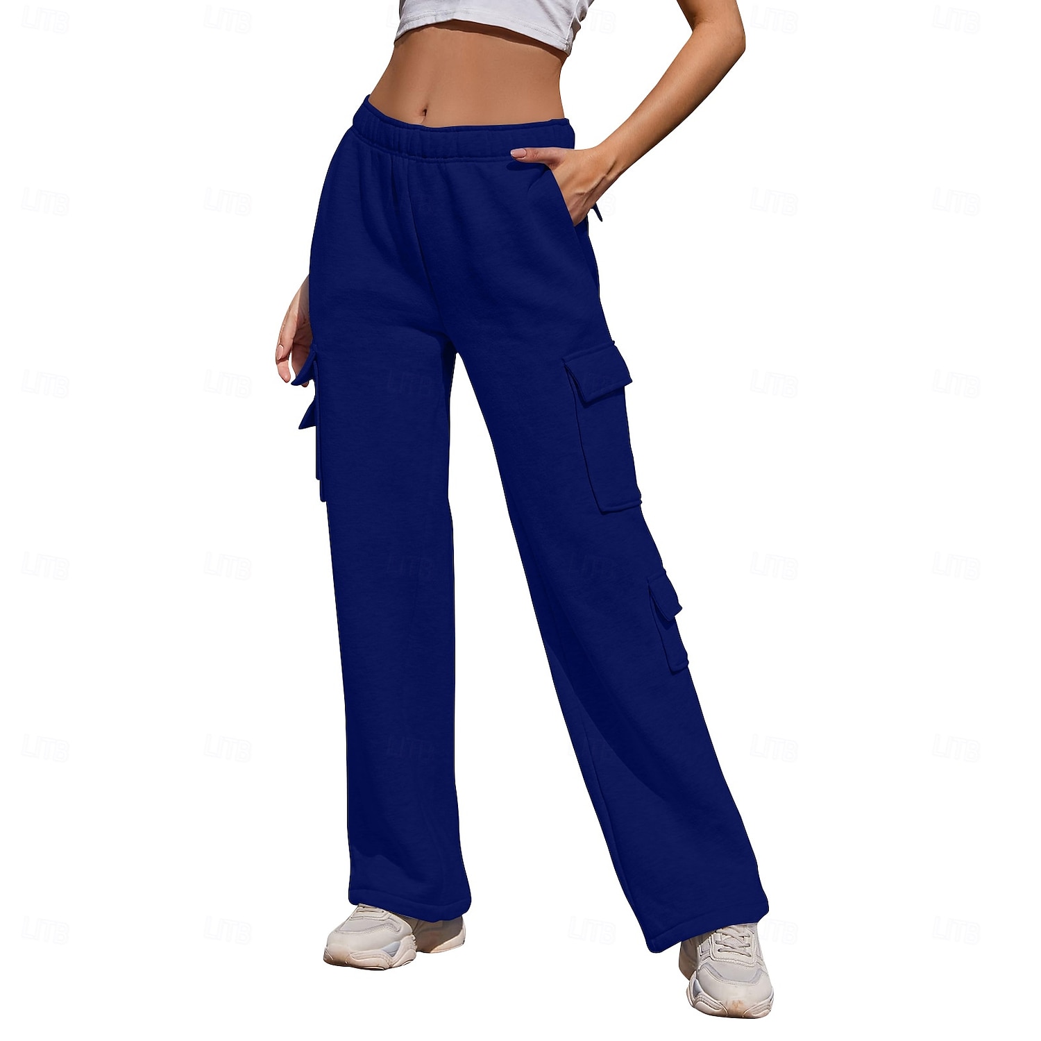 Femmes Pantalons Cargo Chinos Occasionnel Athlétique Longueur mollet Naturel Uni Ceinture Élastique Poches multiples Confortable Respirabilité Décontracté Quotidien Abricot Bleu de minuit Café Bleu de 2025 ? $24.99 –P5
