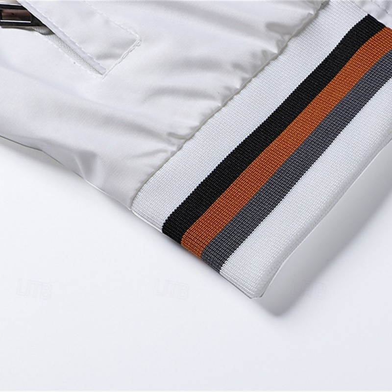 Men's Lightweight Jacket Casual Jacket Vacation Daily Pocket Spring Fall Color Block Fashion Classic Stand Collar Regular Black White Navy Blue Orange Army Green Jacket 2025 - $35.99 –P6