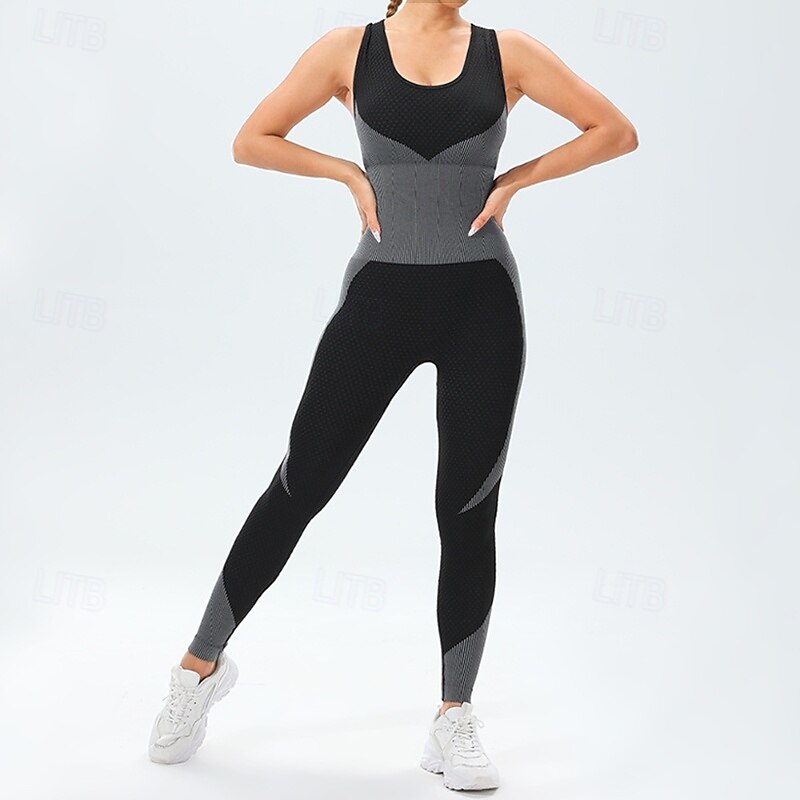 Damen Scrunch Yoga-Strampler Trainingsoveralls Rückenfrei Farbblock Einteiler Wasserblau Armeegrün Fitnesstraining Hohe Taille Elastisch Atmungsaktiv Bauchkontrolle Ärmellos Sport Sportkleidung 2025 - $25.99 –P2