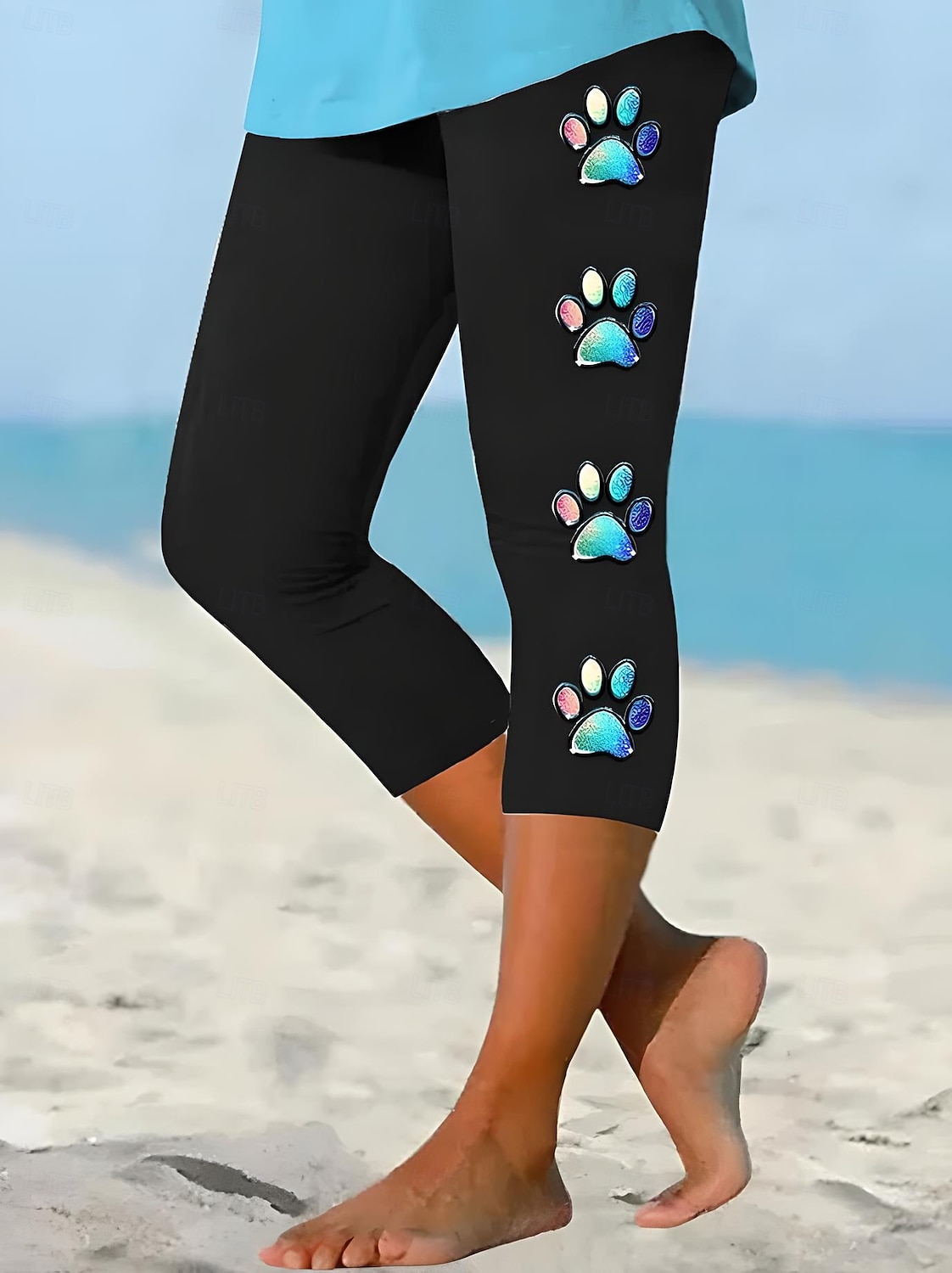 Dámské Legíny Elegantní prázdniny Vinobraní Capris Vysoký pas Grafika Pes Třpytivý Elastické Formální Venkovní Dovolená Černá Bílá Modrá Fialová Léto Jaro Slim 2025 - $18.99 –P4