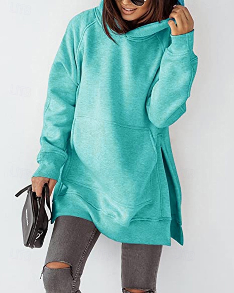 Dame Pullover hettegenser-genser عادي Gatemote Fritid Langermet Med hette Vanlige topper Gate Ferie Lomme Svart Rosa Vin Beige Lyseblå Vinter 2025 - $23.99 –P19