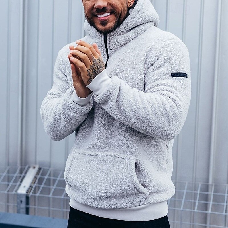 Homens Moletom Quarter Zipper Hoodie Moletom de lã Preto Branco Azul Cinzento Com Capuz Tecido Bolso frontal Quarter Zip Desportos e Ar livre Casual Diário Roupa de rua Legal Roupa de Esporte Outono de 2025 por $31.99 –P3