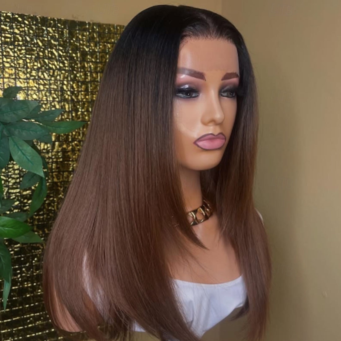 Capelli umani Remy 5x5 Chiusura 13x4 Fronte in Pizzo Parrucca Riga centrale Capelli brasiliani Liscio Marrone Parrucca 130% 150% Densità dei capelli con Capelli di Bambino Capelli schiariti 100 del 2025 a $243.19 –P3