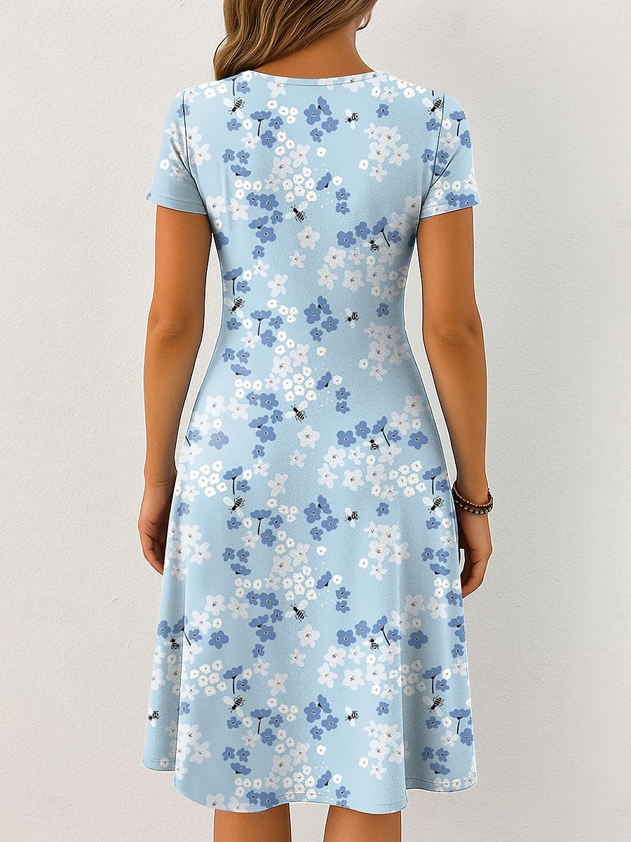Semana Santa Mujer Vestido Midi Vestido informal Vestido estilo camiseta Vestido de verano Vestido de una línea Elegante Vacaciones Casual Playa Ajuste regular Floral Graphic Hoja Manga Corta Escote 2025 - $23.99 –P2