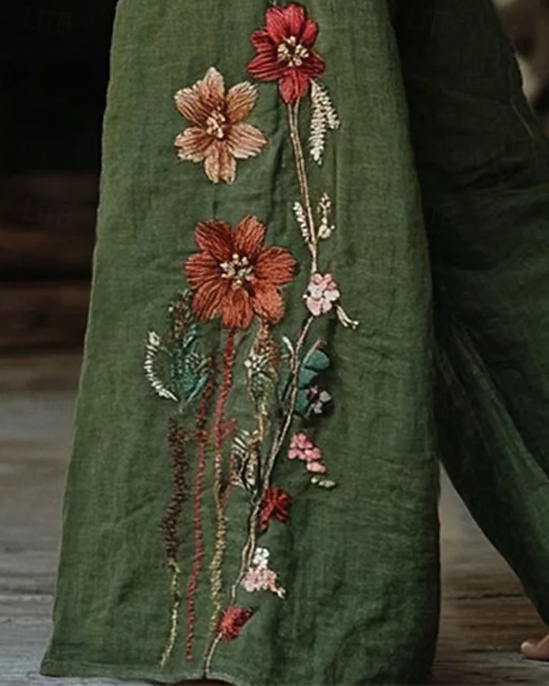 Femmes Jambe large Pantalons Pantalon palazzo Mode Streetwear Longueur complète Taille haute Fleur Cordon de serrage Taille Élastique Imprimé Respirabilité Confortable Rue Tenue quotidienne Sortir de 2026 ? $24.99 –P3