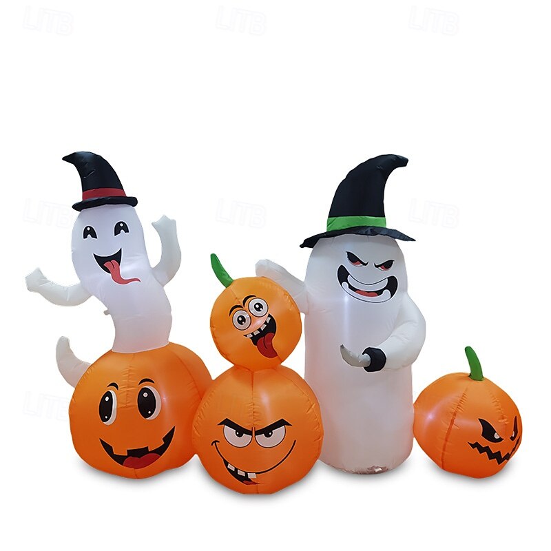 Costway 6 fot lang oppblåsbar halloween-dekorasjon med 4 gresskar &spøkelser med innebygde LED-lys 2025 - $108.99 –P10