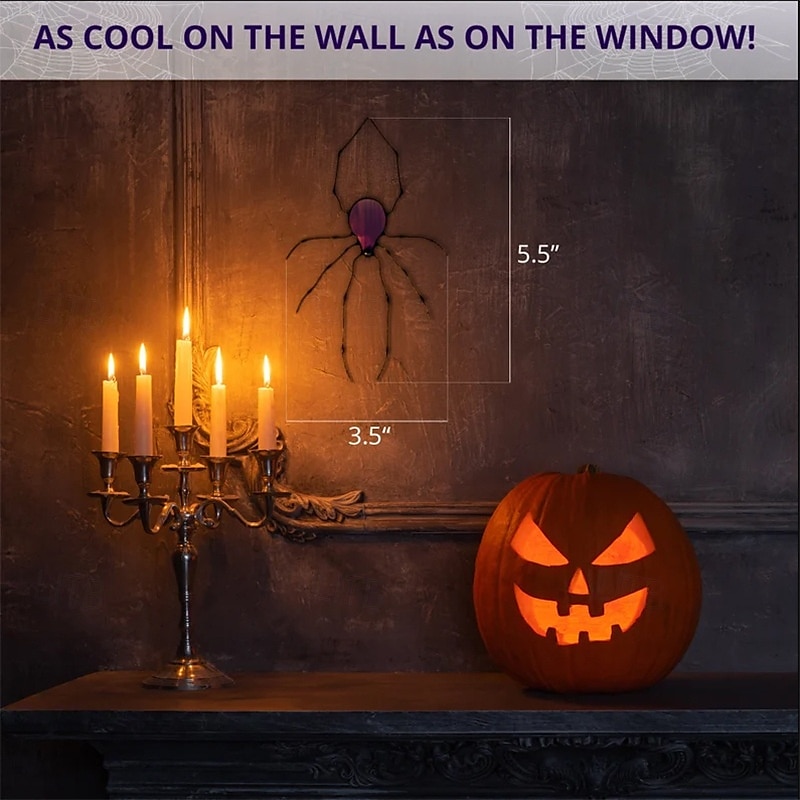 stora spindelfönsterhängande ornament, imitation av målat glas spindelpaneler solfångare, gotiska hängande akryl spindel halloween dekorationer för inomhus utomhus 2025 - $21.99 –P6