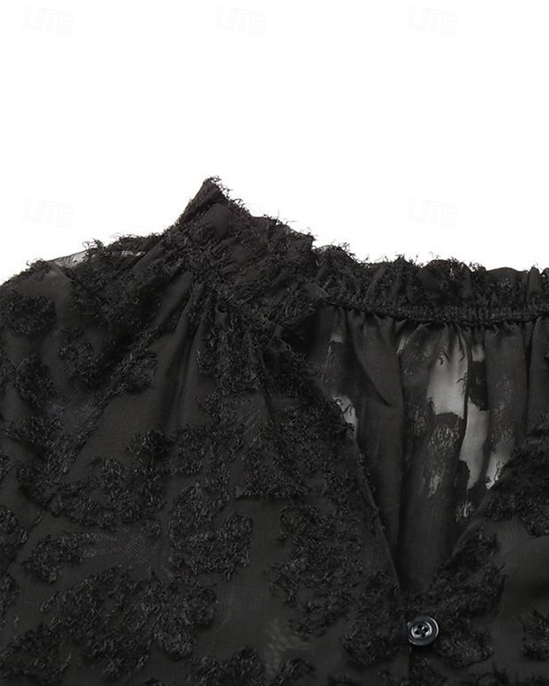 Per donna Camicia Semplice Elegante Moderno Manica Lunga Scollo a V Top Regolari Quotidiano Ferie Rete Nero Primavera Autunno del 2025 a $24.99 –P12