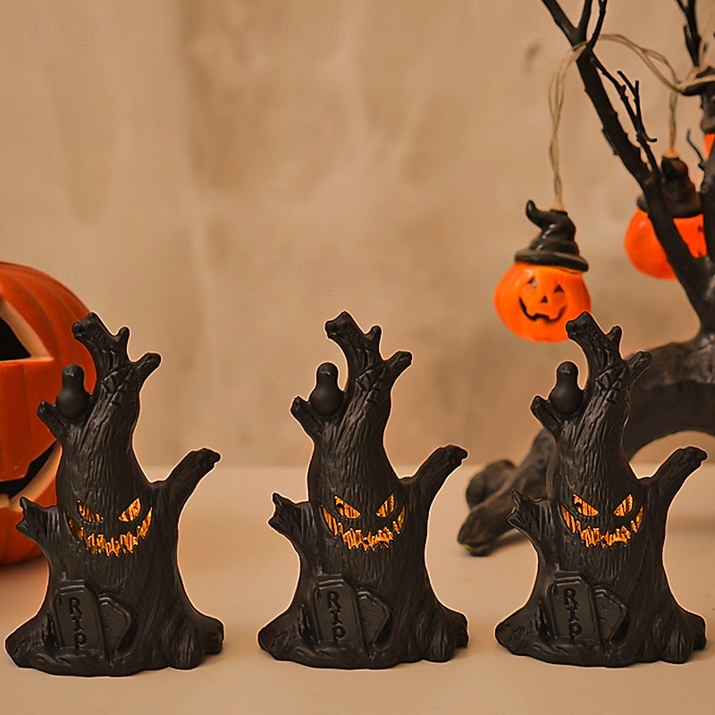 1 pezzo da 15,2 cm di Halloween, a forma di ceppo d'albero con faccia di fantasma, a LED, elettronico, per interni ed esterni, per feste di Halloween, ristoranti, camere da letto, cortili, atmosfera, del 2025 a $7.99 –P10