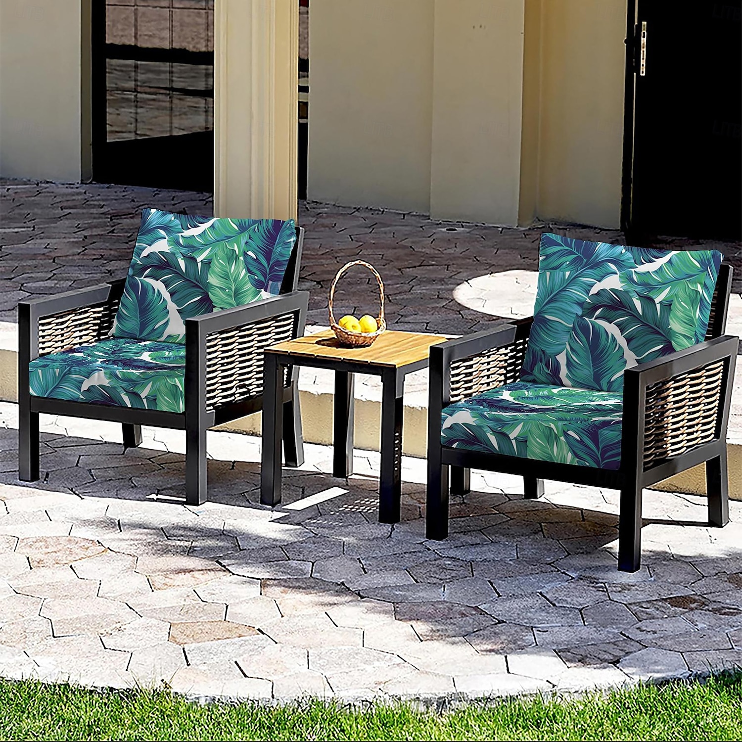 Copricuscino per sedia da esterno per patio, copridivani in microfibra tinta in filo floreale del 2025 a $23.99 –P5