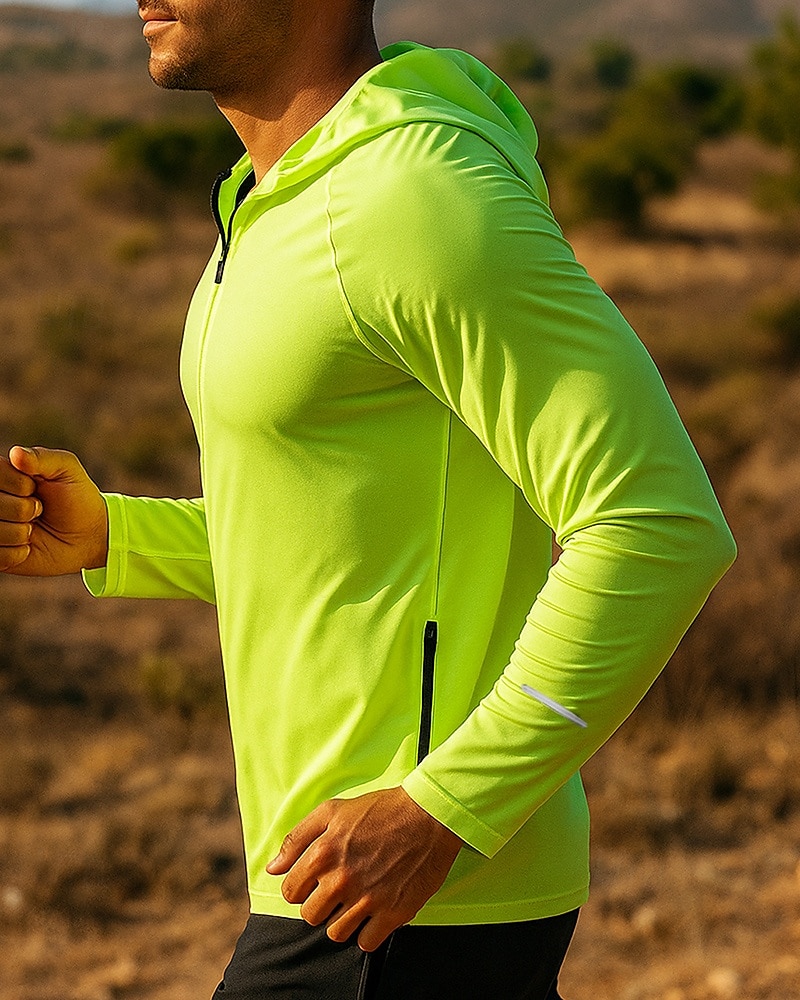 Męskie Běžecká bunda Kurtka Outdoorowa Kurtka z kapturem Kieszeń Ściągana na sznurek Długi rękaw Top Athleisure Odporność na wiatr Szybkie wysychanie Odprowadza wilgoć Oddychający Wędkarstwo Piesze 2025 - $26.99 –P3