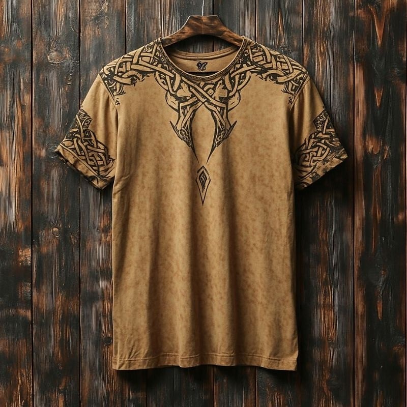 Men's Tee Short Sleeve Shirt Tee Top Short Sleeve Crew Neck Summer Fall Graphic Fashion Designer Retro Vintage Print Vacation Street Going out Dark Brown Black Brown Top Tee for Men 2026 - $16.99 –P2