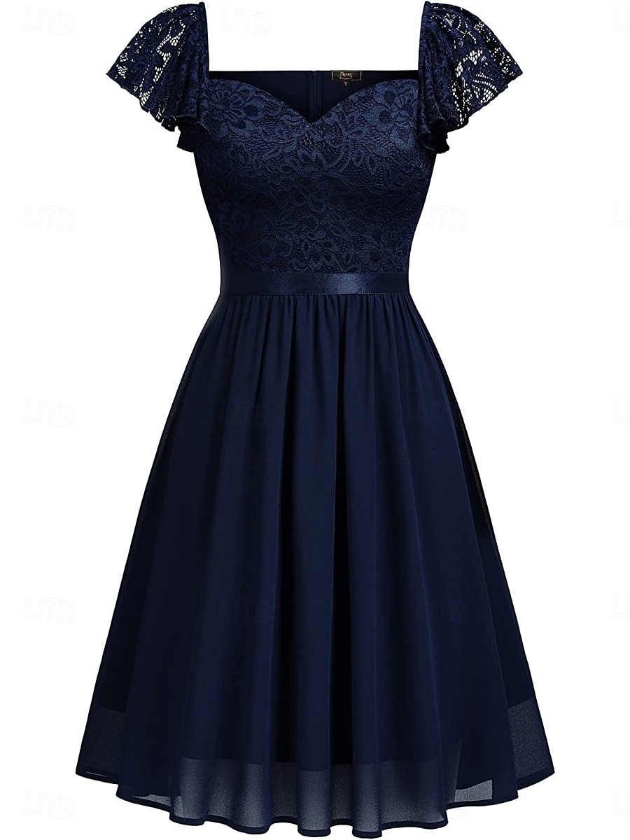 Damskie Sukienka mini Koronkowa sukienka Sukienka koktajlowa Sukienka dla gościa weselnego Szyfon Elegancja Moda Nowoczesny Na zewnątrz Spotkanie towarzyskie Regularny Równina Krótki rękaw W serek 2025 - $26.09 –P11