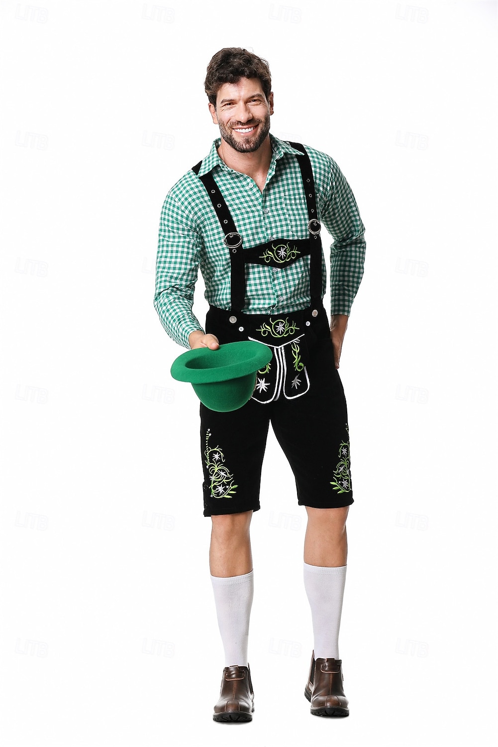 Oktoberfest lederhosen Cămașă bavareză Germană Munchen Pajiști Bărbați Carnaval Petrecere Festivalul de Bere Pânză în stil tradițional 2026 - $66.99 –P5