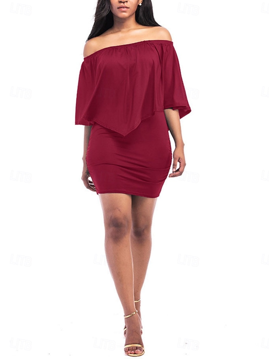 Mujer Mini vestido Vestido informal Vestido tubo Vestido de raso Moda Moderno Diario Playa Fin de semana Ajuste regular Plano Manga Larga Hombros Caídos Blanco Vino Rojo Morado Verano Primavera Otoño 2026 - $17.49 –P3