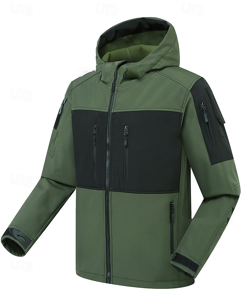 Per uomo Giacca a Vento Giacca softshell Inverno All'aperto Patchwork Calore Termico Impermeabile Antivento Top Nero Verde Cachi Grigio del 2025 a $29.99 –P4
