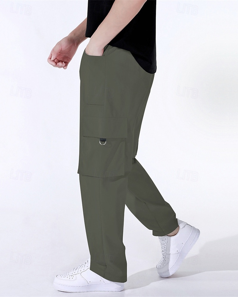 Per uomo Pantaloni Cargo Pantaloni Elastico in vita Coulisse Multi-tasche Semplice Mimetico Indossabile All'aperto Quotidiano Campeggio & Escursionismo Moda Classico Nero Verde militare del 2025 a $18.99 –P14