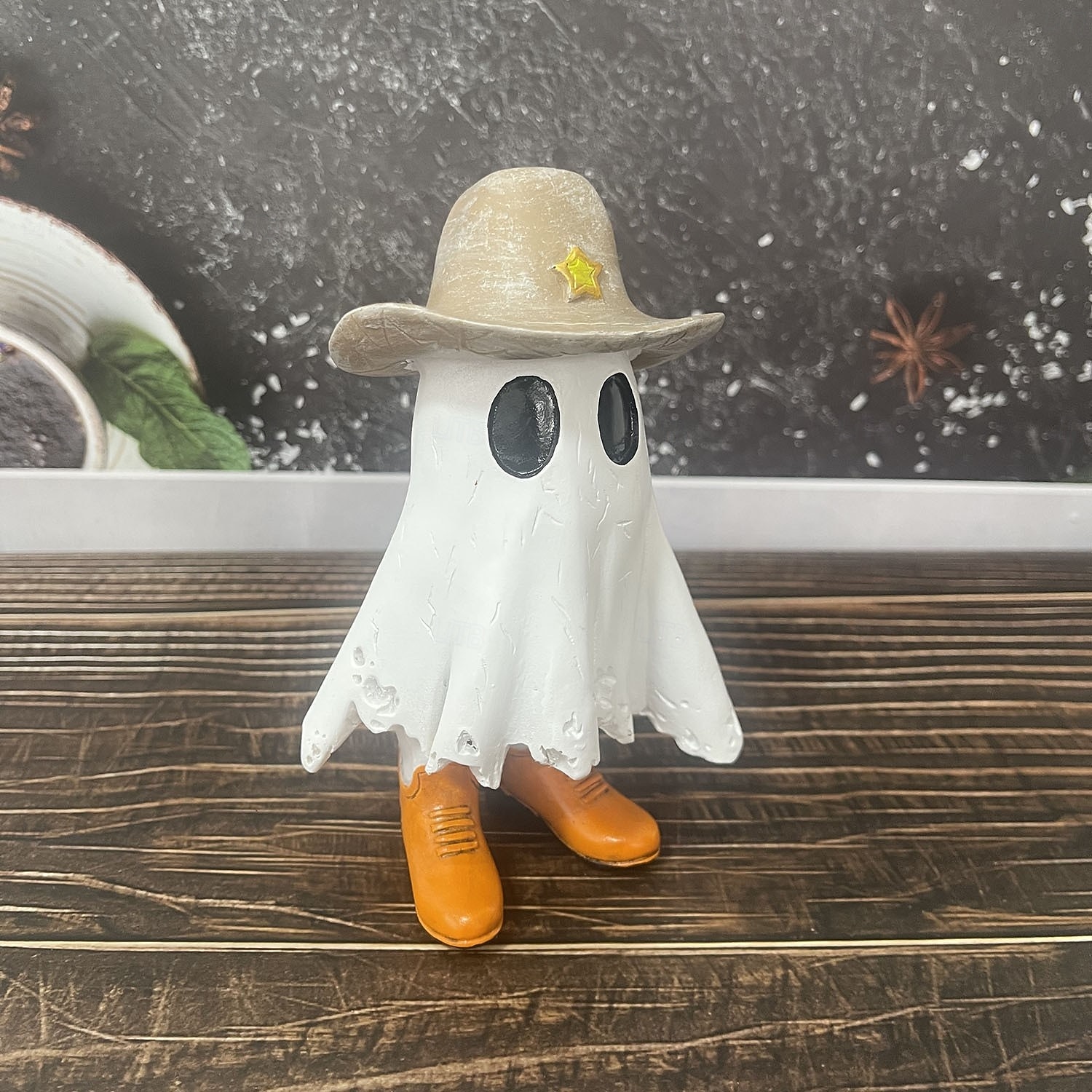 Halloween Cowboy Cute Ghost Decoration Resin Figurine, Spooky Resin Sculpture Decor, Small Desktop Statue for Home, Office, Party Decoration 2026 - $26.99 –P5