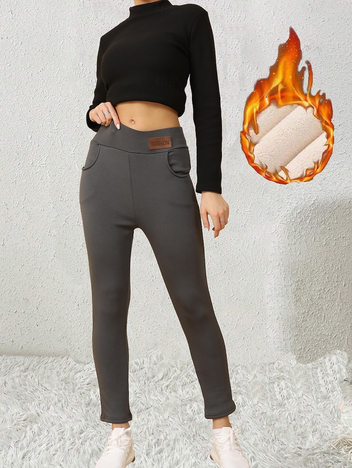 Mujer Talla EU / US Medias Elegante Ropa Deportiva Longitud total Tiro Alto Color sólido De Punto Básico Confortable Suave Cómodo Microelástico Deporte Casual Diario Gris oscuro Invierno Delgado 2025 - $18.99 –P3