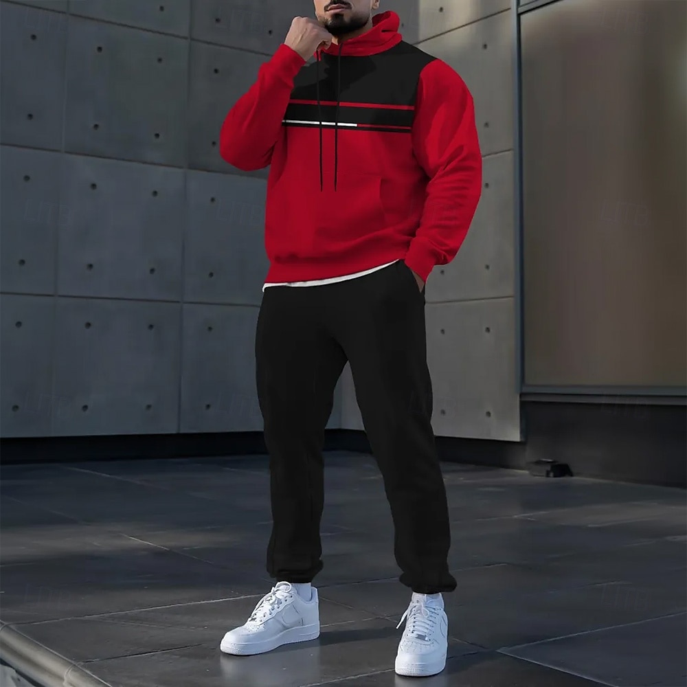 Hombre Bloque de color A Rayas 2 piezas Conjuntos de sudaderas 3D Chándal Sudadera con capucha Manga Larga Pantalones largos Con Capucha Deportivo Casual / Diario Ropa Deportiva Impresión 3D 2025 - $39.99 –P1