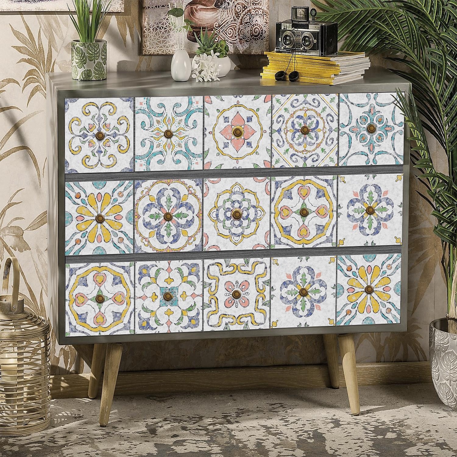 Adesivos de azulejo estilo marroquino 24 peças, decalques de parede de PVC com película de cristal espessada, à prova d'água &Decoração de parede de azulejo retrô removível e à prova de óleo para de 2025 por $10.99 –P7