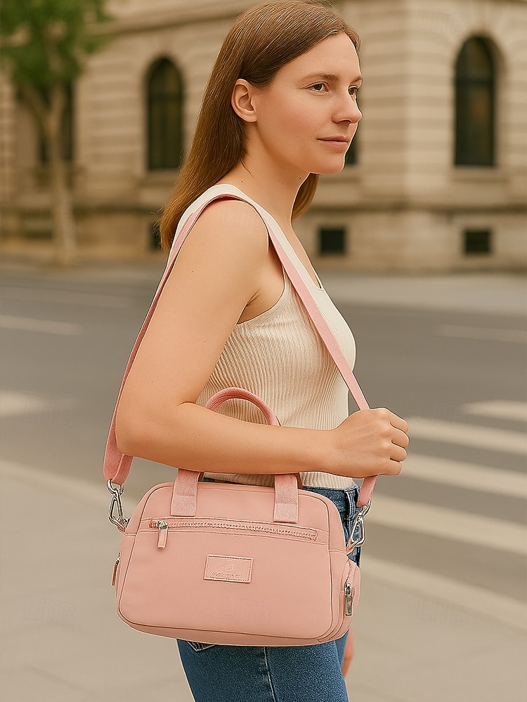 Női Crossbody táska Vállon átvetős táska Válltáskák Műanyag Hétköznapi Alkalmi / Napi Cipzár Több zsebbel Nagy kapacitás Könnyű Tömör szín Stétszürke Fekete Rózsaszín 2025 - $19.99 –P2