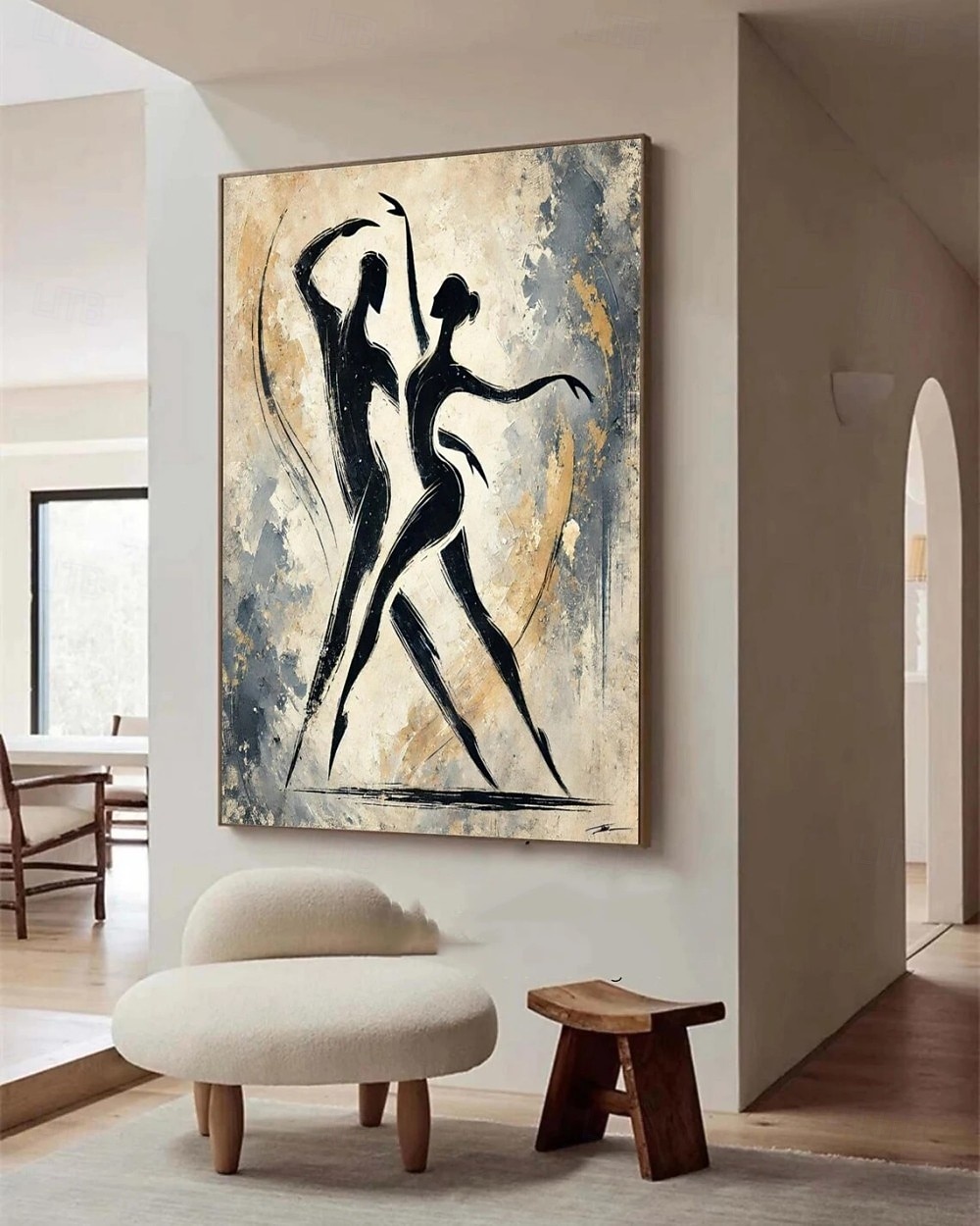 Pintura a óleo feita à mão em tela, arte de parede, decoração, personagem de dança abstrata simples para decoração de casa, moldura esticada, pintura pendurada/pintura enrolada sem moldura, não de 2026 por $83.99 –P3