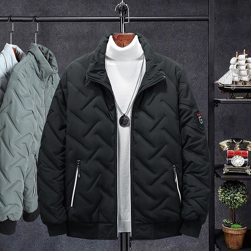Pánské Puffer Jacket Zimní bunda Zima Venkovní Zahřívací Vrchní část oděvu Černá Zelená Šedá 2025 - $24.99 –P2