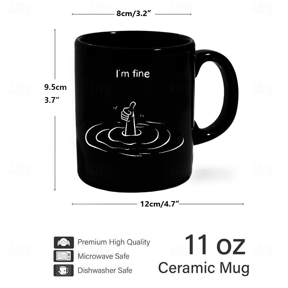 Tazza da caffè divertente, meme "Sto bene annegando", tazza in ceramica nera da 11 once e 330 ml, sarcastica, regalo per colleghi, amici e adulti. del 2025 a $13.99 –P5