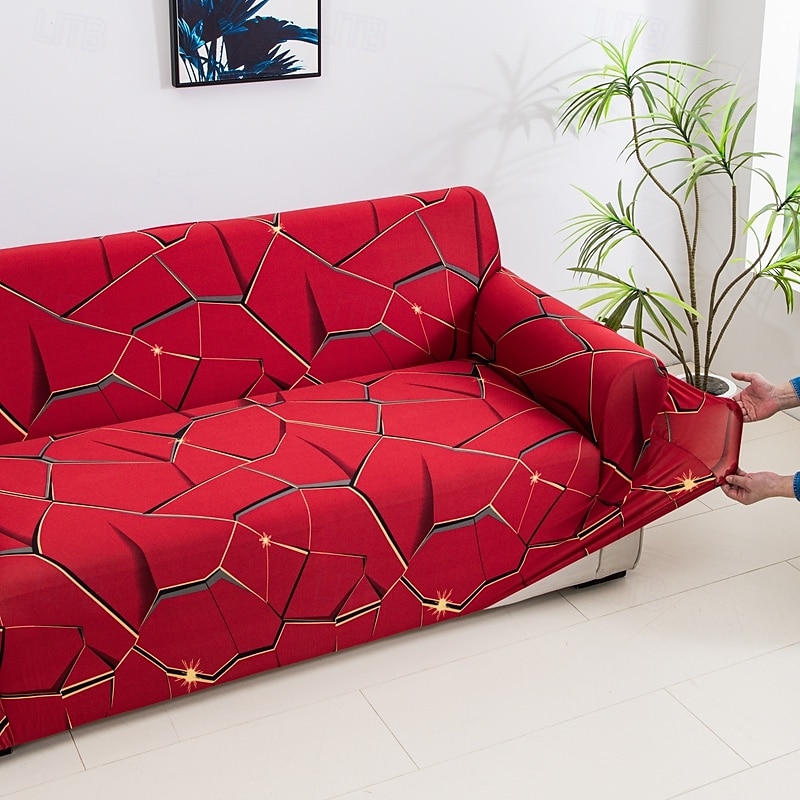 Elastic Sofa Cover With Geometry Print Stretchable Living Room Sofa Combination Horizontal Sofa Cover for 1/2/3/4 Seats Suitable for All Seasons 2025 - $22.99 –P10