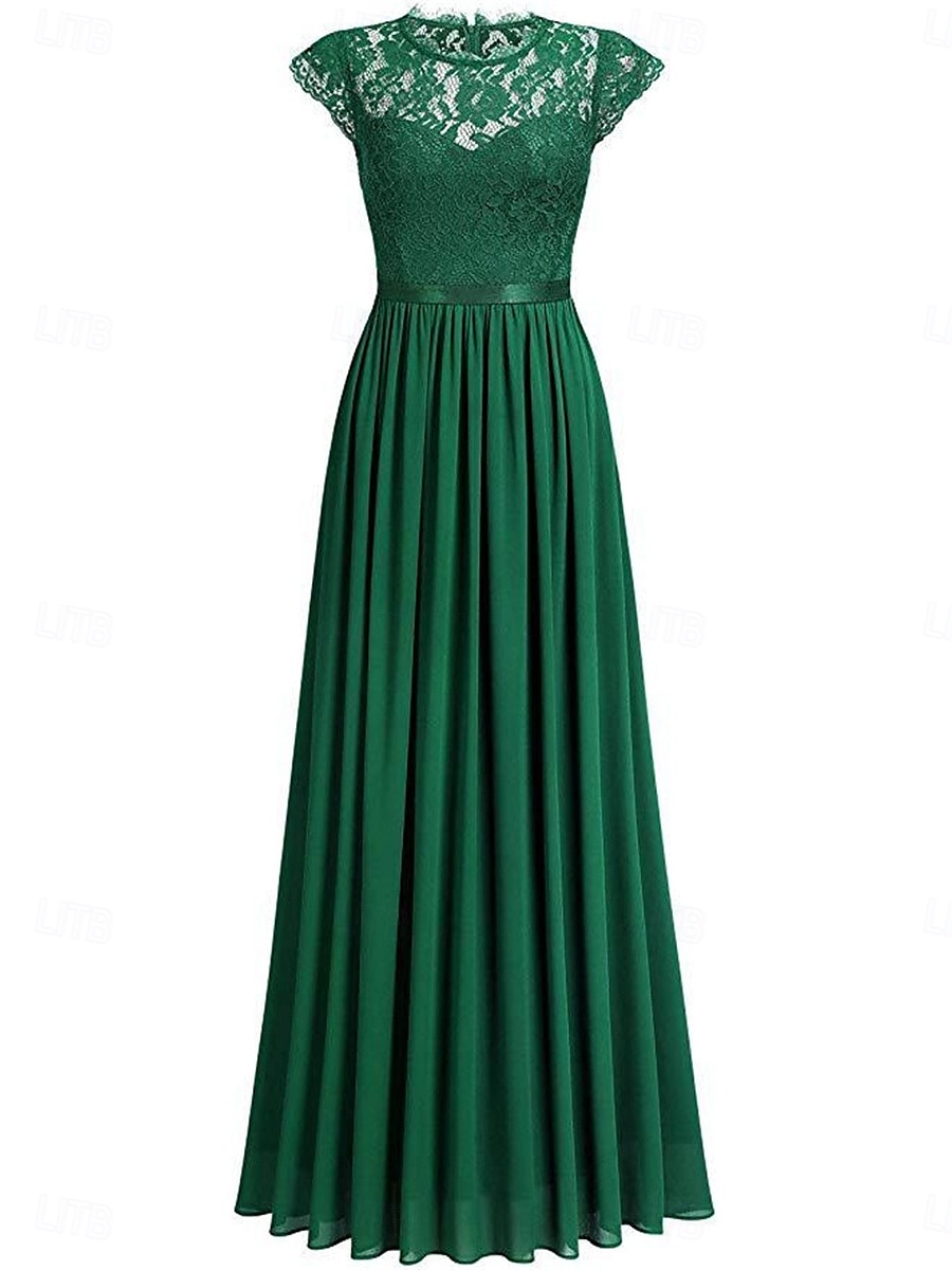 Pentru femei Rochie Lunga Rochie Maxi Rochie de dantela Rochie de Cocktail Rochie pentru invitata de nunta Șifon Elegant Modă Modern În aer liber Petrecere cu cocktail Fit regulat Simplu Manșon scurt 2025 - $27.99 –P11