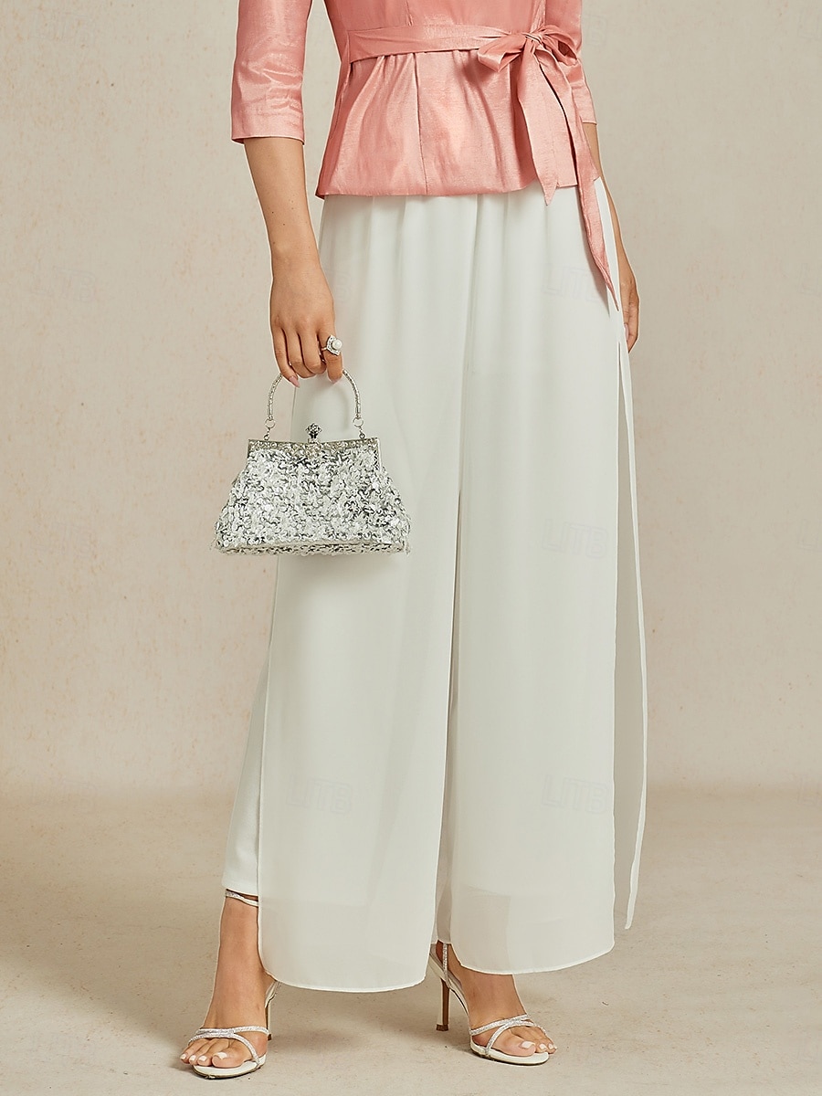 Dámské Drzý Kalhoty s rovnými nohama Elegantní stylové Klasický styl Plná délka Středně vysoký pas Pevná barva Elastický pas Elastické Svatební Dovolená Párty Bílá Jaro. Podzim. Zima. Léto Běžný 2025 - $49.99 –P1
