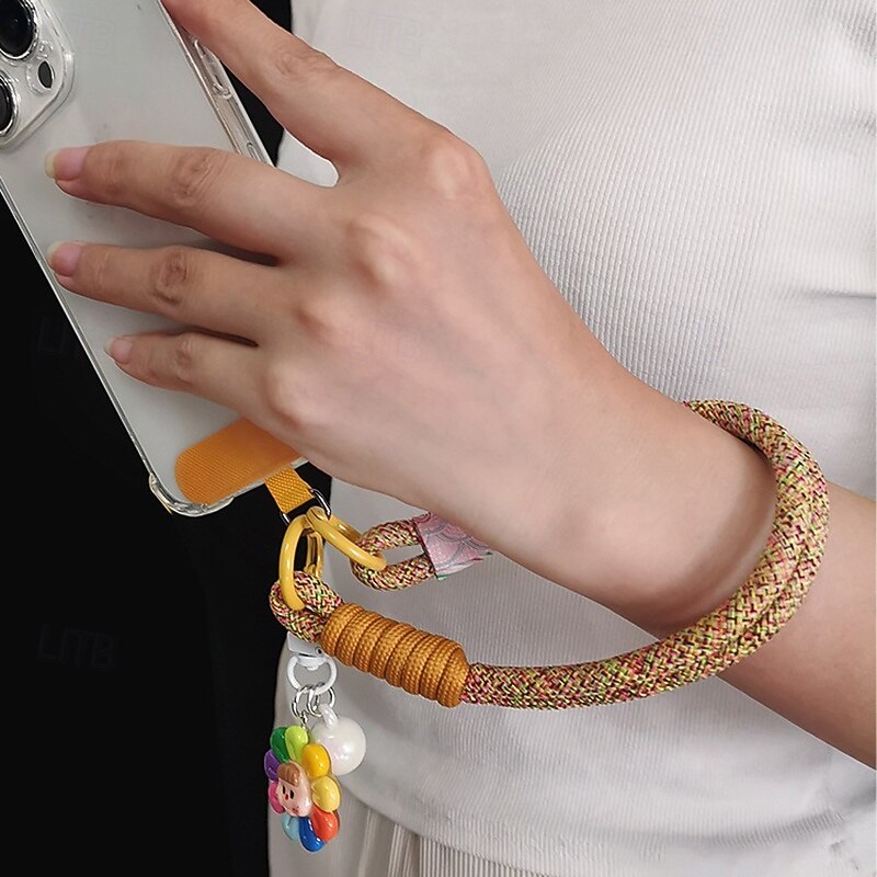 Corde courte imprimée pour téléphone portable, pendentif fleur, corde tissée courte à double usage, corde de suspension robuste pour voyage en plein air pour hommes et femmes de 2025 ? $6.99 –P3