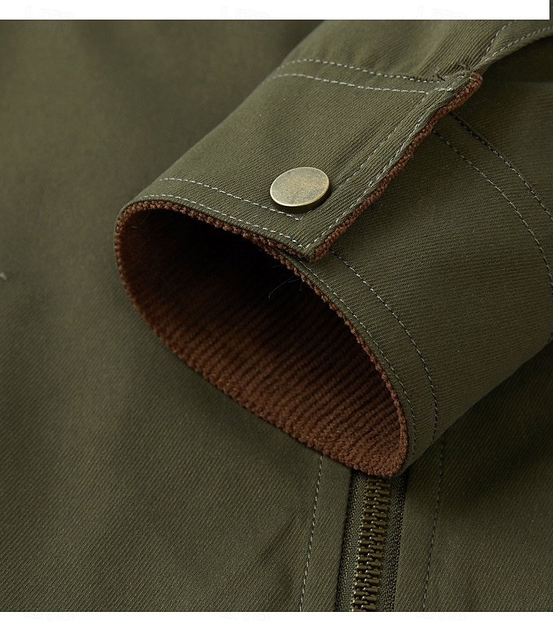 Hommes Veste de camionneur Veste Cargo Veste Tactique Occasionnel Coupe-Vent Zip Up Printemps Automne Couleur Unie ancien Tenu de travail Col de chemise Régulier Kaki Gris foncé Vert Véronèse Veste de 2025 ? $48.99 –P6