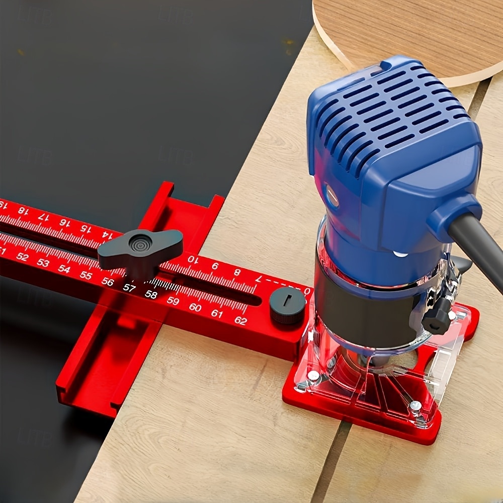 Fraiseuse à bois multifonctionnelle 3 en 1 avec pince en aluminium - outil de coupe et de fraisage circulaire de précision avec support de rainure réglable, base rouge et rail en acrylique transparent de 2025 ? $63.99 –P1