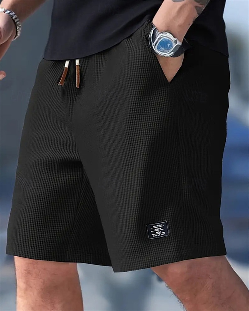 Męskie Szorty waflowe Szorty Letnie szorty Szorty na co dzień Kieszeń Elastyczny pas Ściągana na sznurek Równina Komfort Oddychający Do kolan Na zewnątrz Urlop Sportowy Codzienny Czarny Biały Średnio 2026 - $17.99 –P8