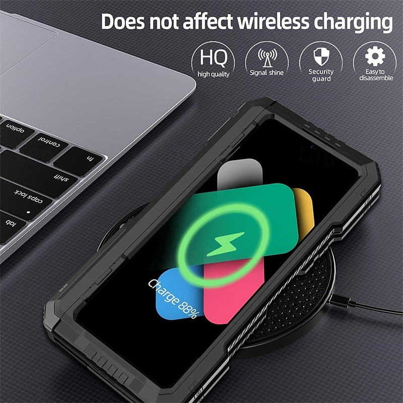 telefono Custodia Per Samsung Galaxy Piegatura a Z 7 Z Fold 6 Z Fold 5 Z Fold 4 Copertura Posteriore con Supporto Resistente agli urti Retrò Motivo Geometrico Armatura pet Lega di Alluminio Silicone del 2025 a $41.99 –P2
