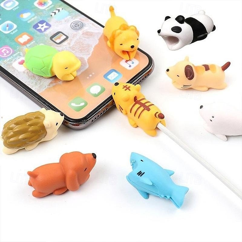 5pcs Animal Bite Cable Protectors Cute Cartoon Animal Wire Covers for Phone Charger Cord Protection Decorative Silicone Cable Saver for iPhone USB Data Cables 2025 - $10.99 –P7