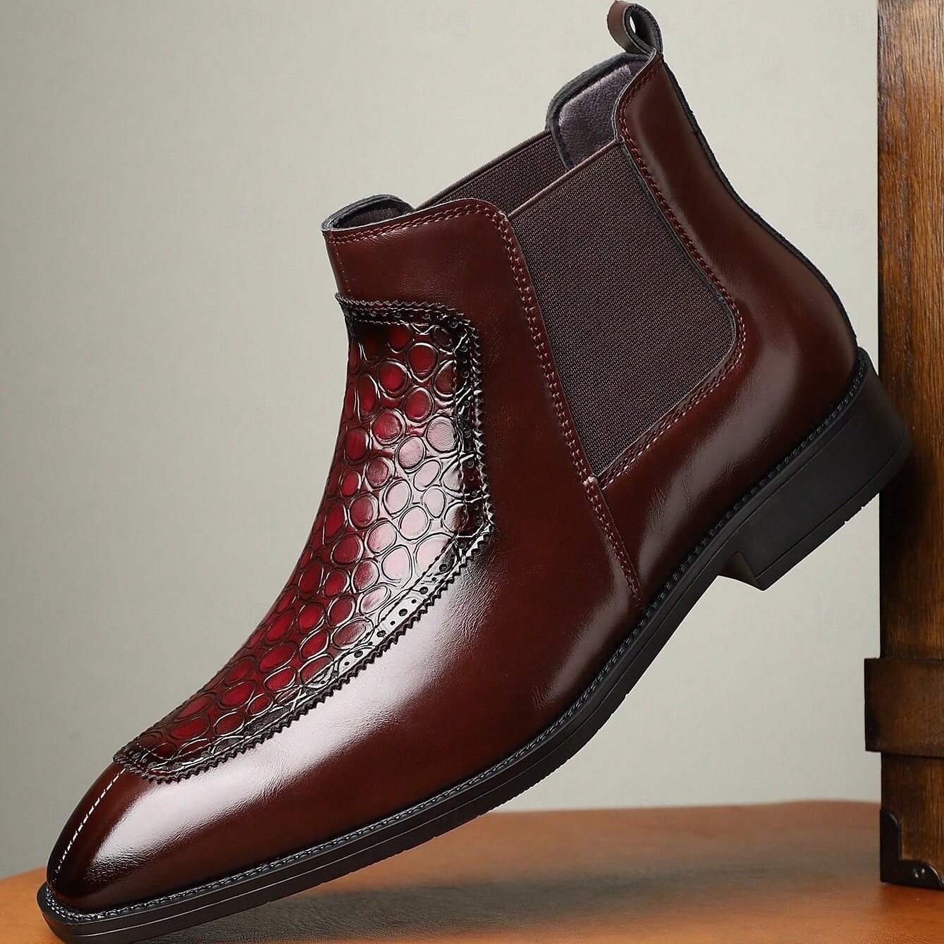 Bottines Chelsea en similicuir vert effet crocodile pour homme – bottines élégantes à élastiques latéraux pour hommes avant-gardistes, soirées de concert et streetwear urbain de 2025 ? $54.99 –P2