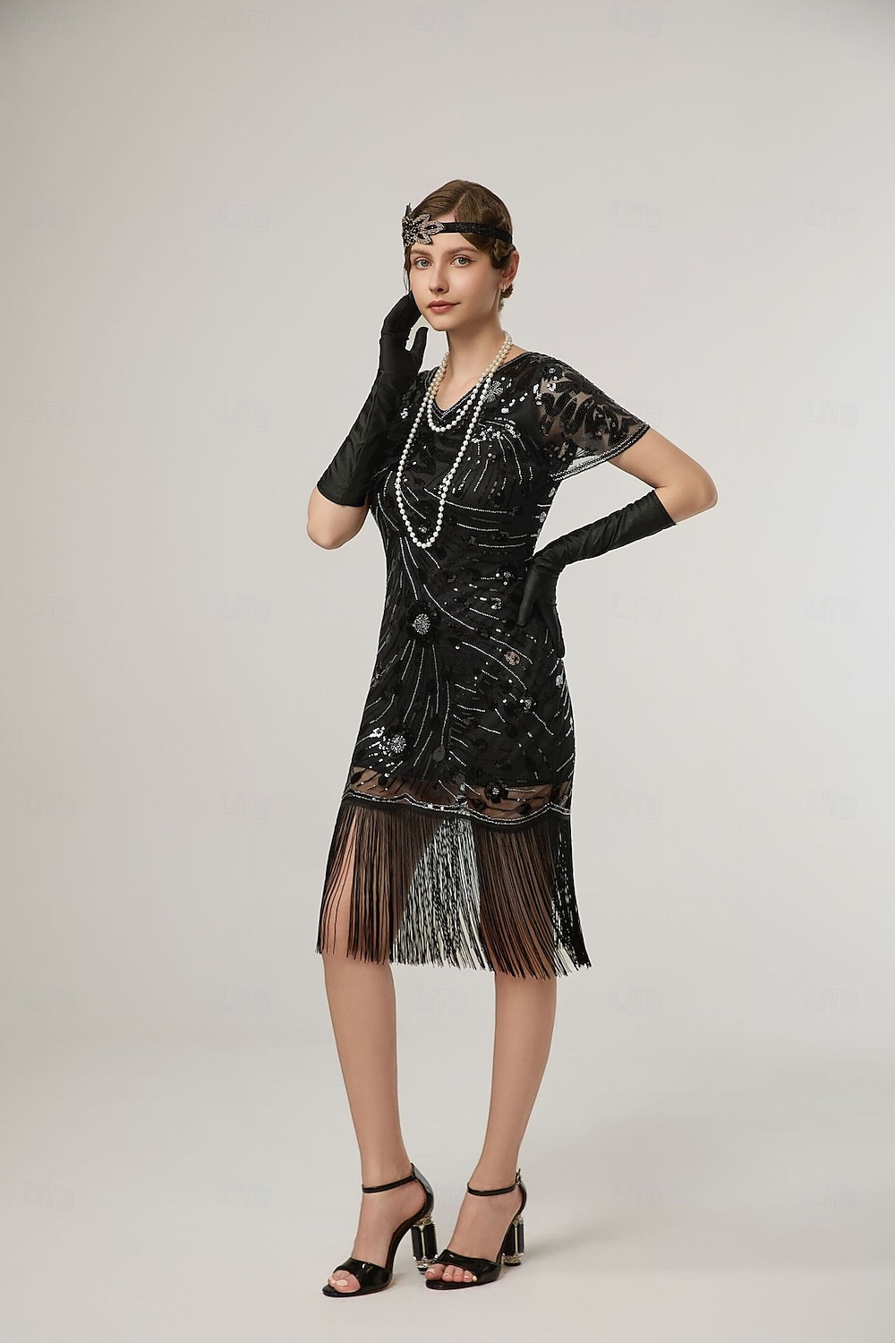 Retro Vintage Goldene Zwanziger 1920er Midlänge Flapper Kleid Cocktailkleid Der große Gatsby Flapper-Mädchen Pailletten Fransen V Ausschnitt Damen Weihnachten Halloween Karneval Hochzeit 2025 - $47.99 –P5