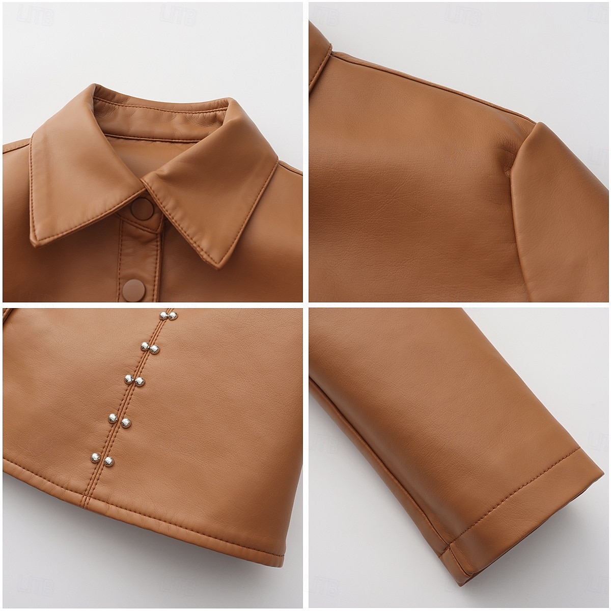 Women's Faux Leather Jacket Comfortable Buttons Fashion Street Style Plain Outdoor Casual Daily Regular Turndown Regular Fit Long Sleeve Outerwear Black Red Camel Spring Fall 2025 - $41.99 –P8