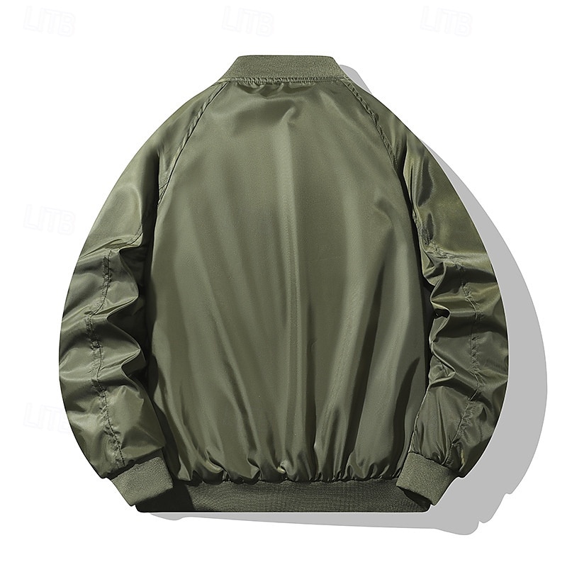 Per uomo Giacca Leggera Giubbotto bomber Giacca Casual Vacanza Quotidiano Tasca Primavera Autunno Semplice Moda Classico Collo alla coreana Regolare Nero Verde militare Giacca del 2025 a $39.99 –P2