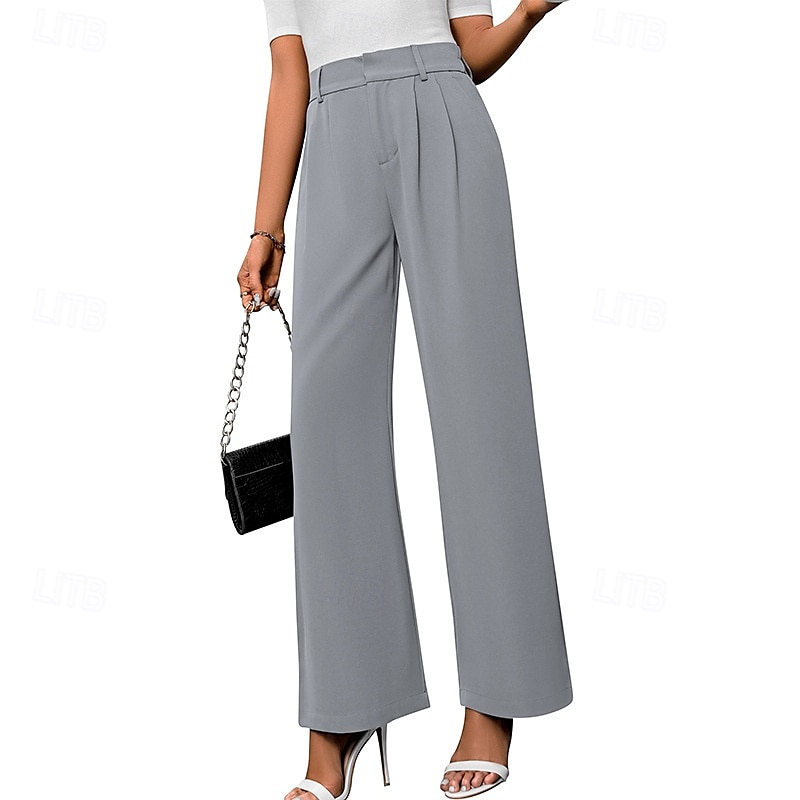 Per donna Gamba larga Pantaloni Eleganti Streetwear Casual Lunghezza intera Naturale Semplice Elastico in vita Confortevole All'aperto Vacanza Ferie Marrone rossastro Rosso violaceo Cenere Grigio del 2025 a $27.99 –P7