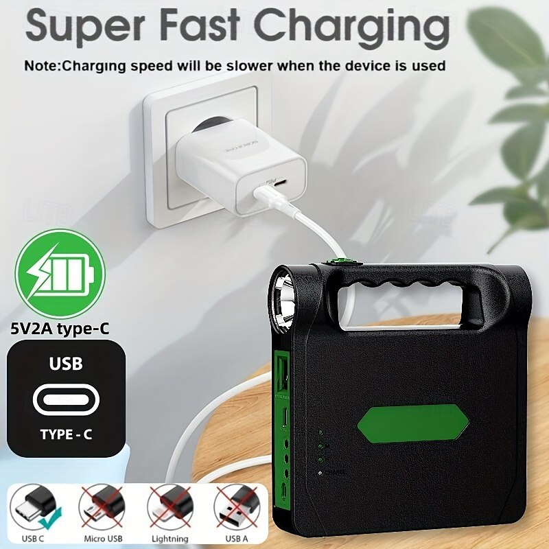 Kit de sistema generador solar portátil de 6000 mAh con batería de litio, luces LED, cargador USB, panel de carga solar para acampar al aire libre. &uso doméstico 2025 - $111.99 –P4