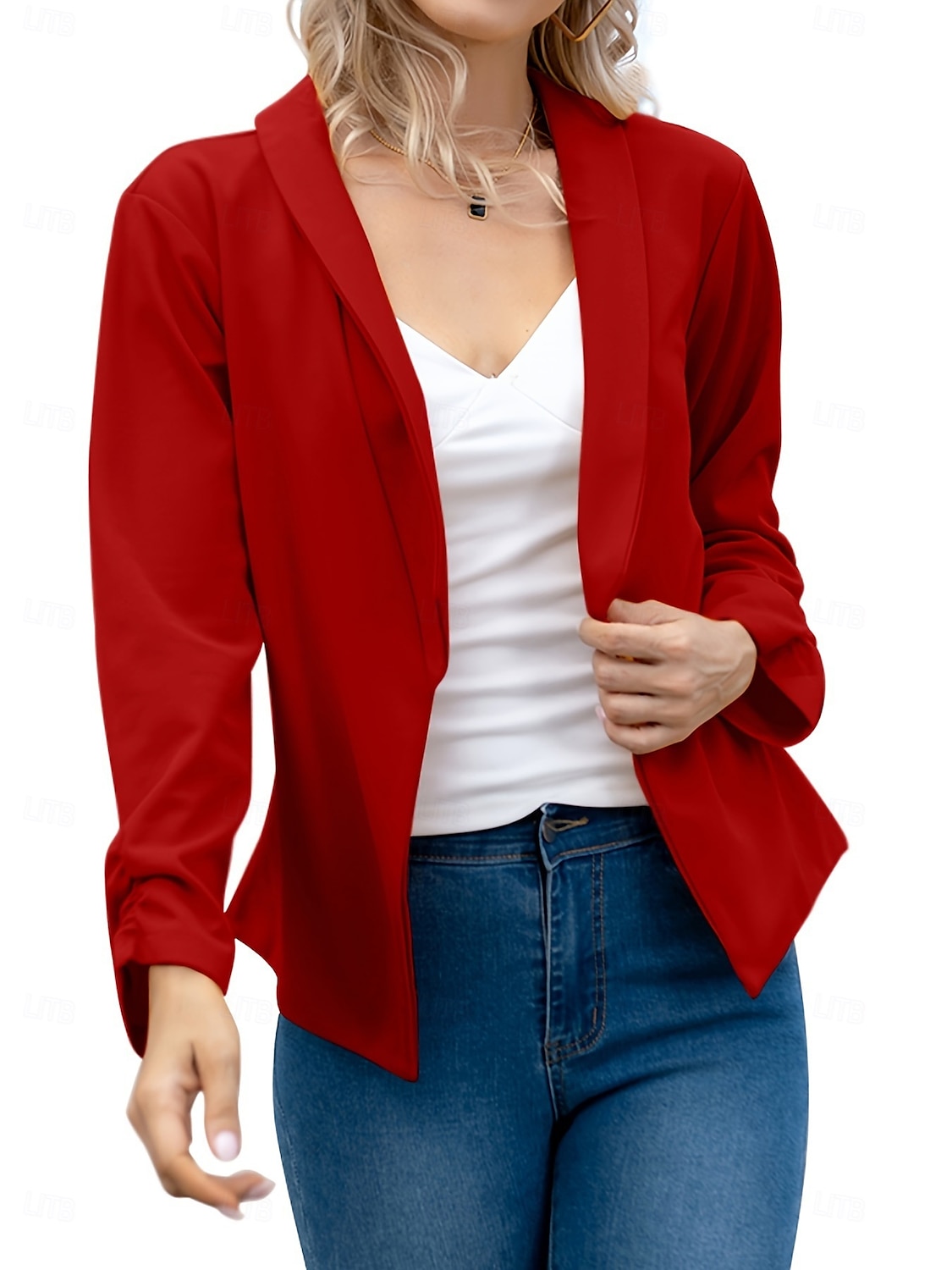 Femmes Blazer Confortable Respirant Coupe ajustée Mode Moderne Uni Travail Quotidien Régulier Col Rabattu Coupe régulière manche longue Vêtements d'extérieur Rose Claire Noir Blanche Printemps Automne de 2025 ? $26.99 –P1
