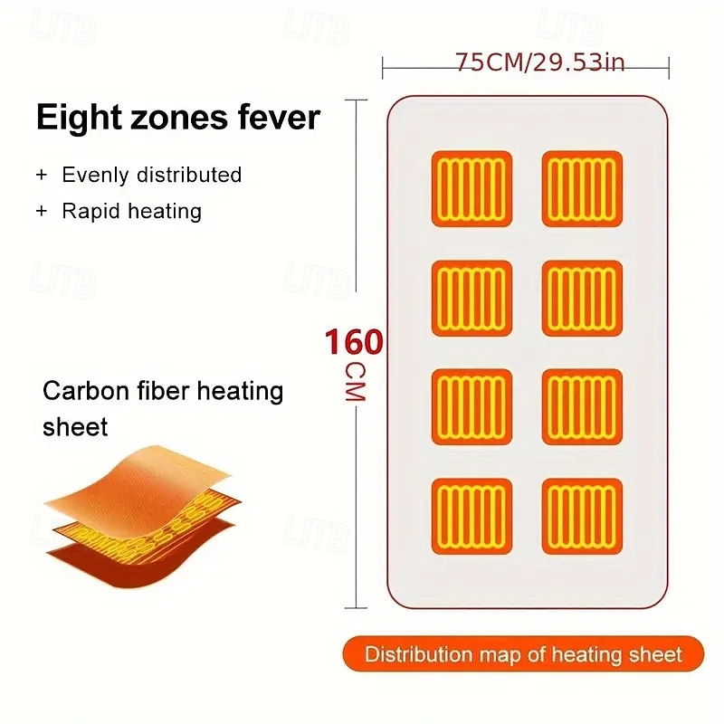 USB Rechargeable Heating Blanket Flannel Single Warm Shawl Three-speed Temperature Adjustment Suitable for Office Lunch Break Outdoor Travel Car Travel and Keeping Warm 2025 - $37.99 –P7