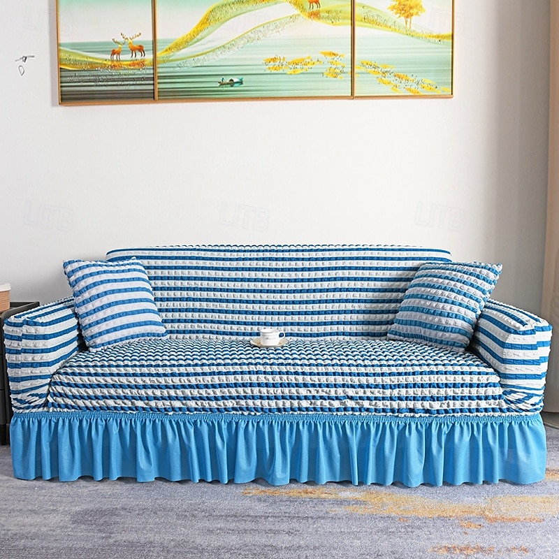 3D Bubble Lattice Elegant Stretch Sofa Cover Loveseat Cover Couch Cover Spandex Elastic Sofa Slipcover Protector with Skirt 2025 - $39.99 –P11