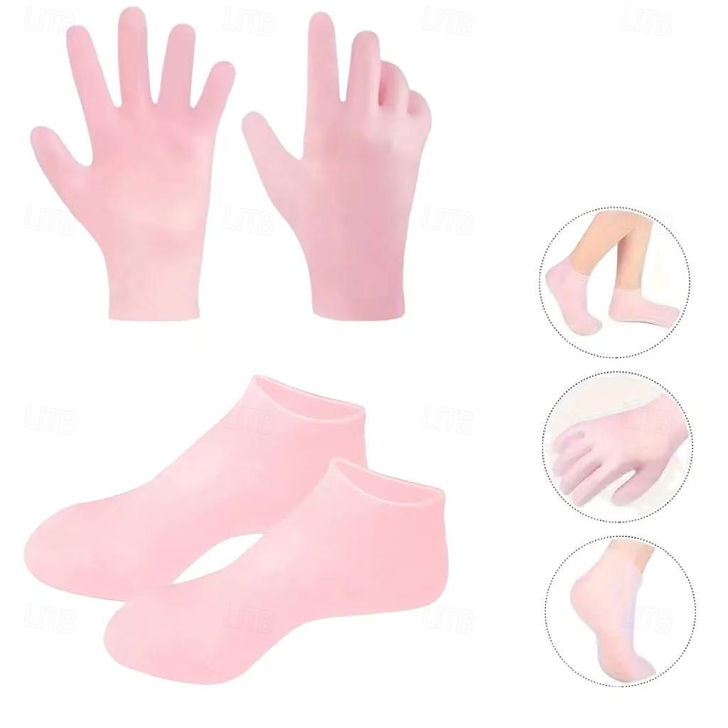 2 Pairs Silicone Moisturizing Gloves and Socks Set, Soft Spa Hand and Foot Care for Dry Cracked Skin, Reusable Hydrating Treatment, One Size Fits Most 2026 - $16.49 –P4