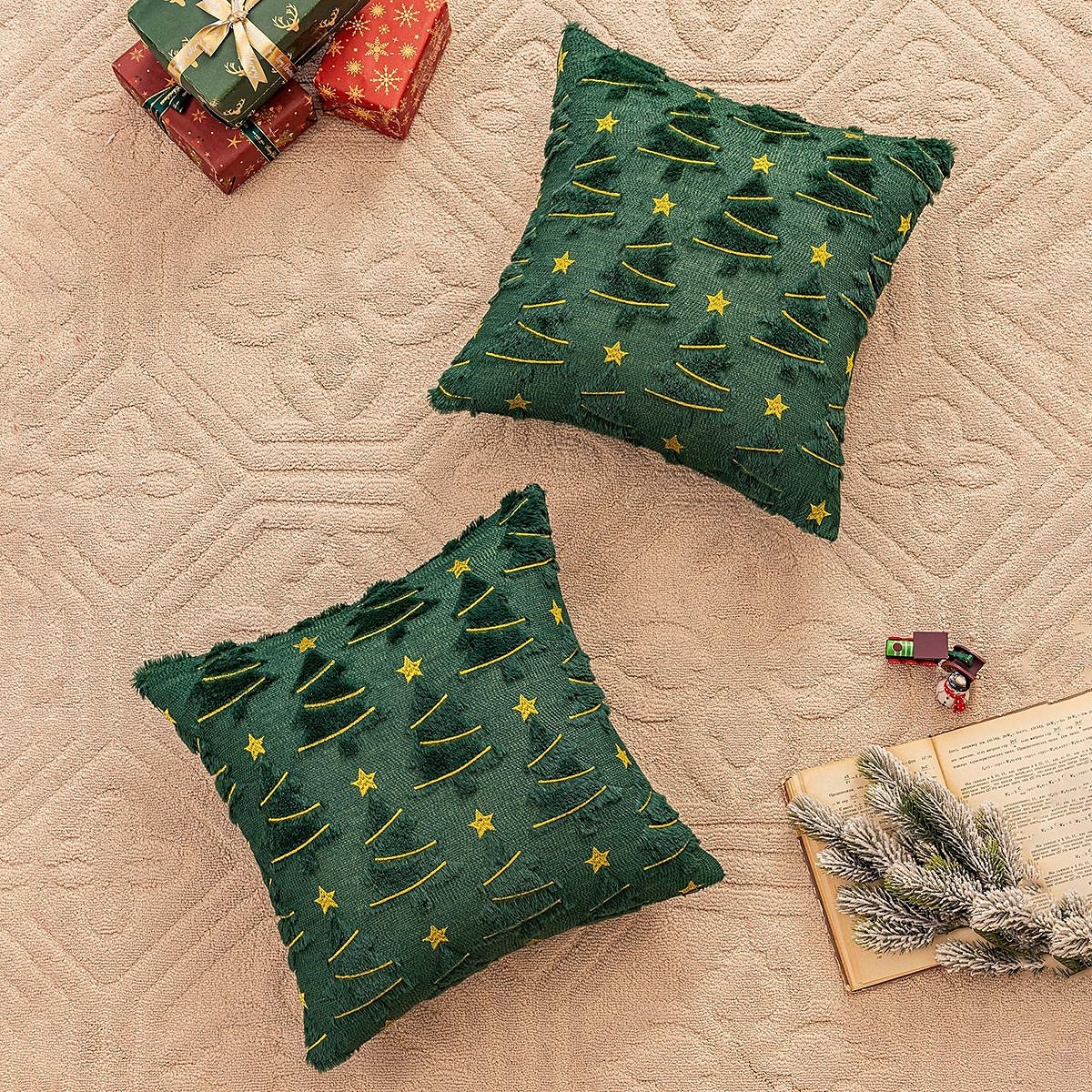 1 housse de coussin de Noël, style bohème décontracté, fermeture éclair carrée, classique et traditionnel de 2025 ? $15.99 –P1